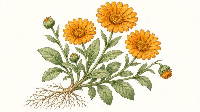 Botanical plate of Calendula from the book