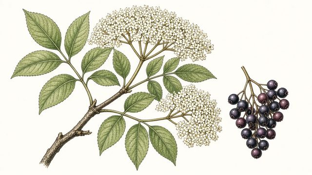 Botanical plate of Elder from the book
