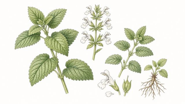 Botanical plate of Lemon Balm from the book