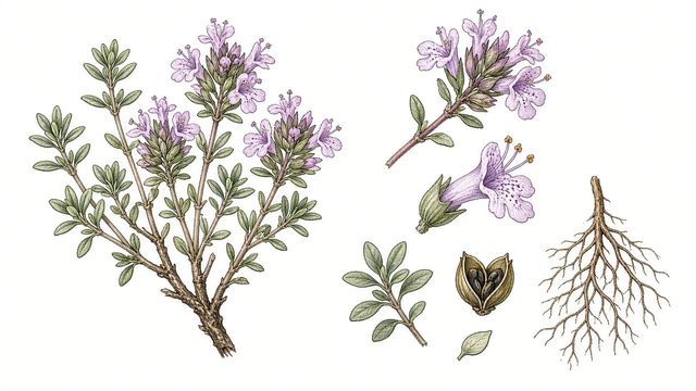 Botanical plate of Thyme from the book